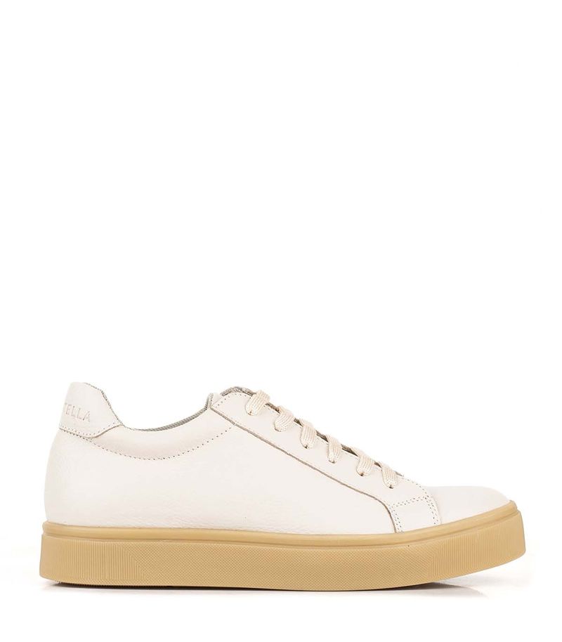 Zapatillas de cuero con base caramelo en natural