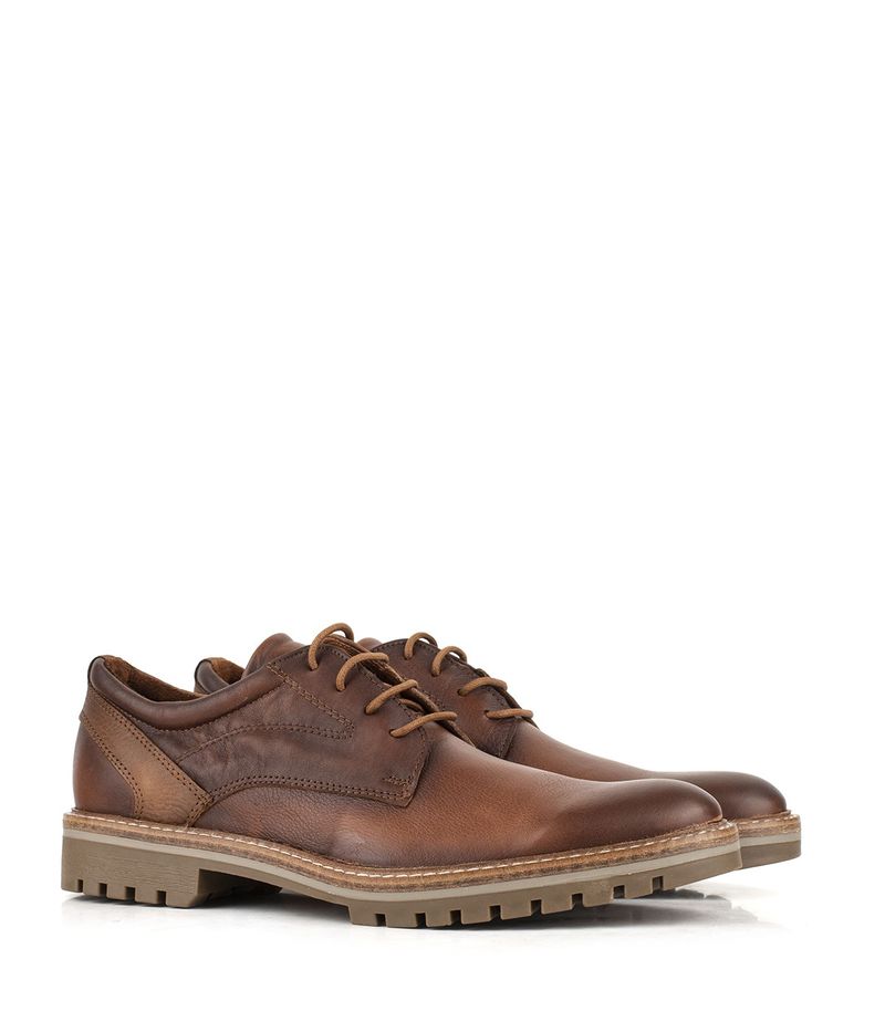 Zapatos de cuero whisky para hombre con base semi tractor