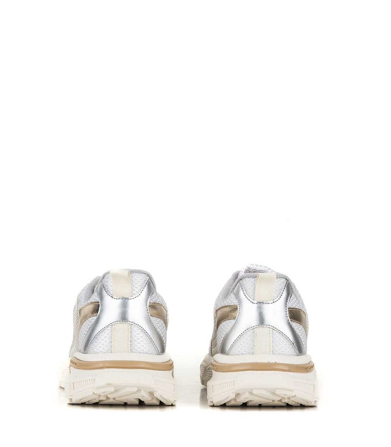 Zapatillas urbanas símil cuero oro combinadas livianas