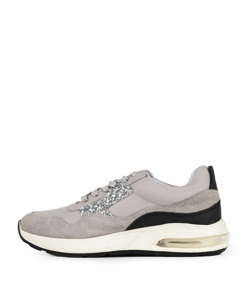 Zapatillas urbanas de cuero y gamuza gris con cámara de aire