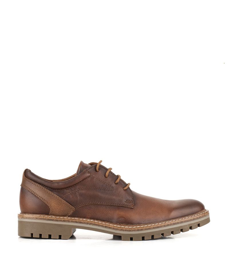 Zapatos de cuero whisky para hombre con base semi tractor