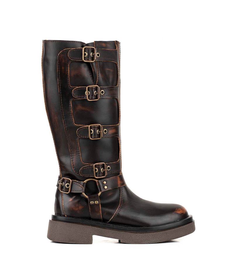 Botas altas moteras de cuero vintage