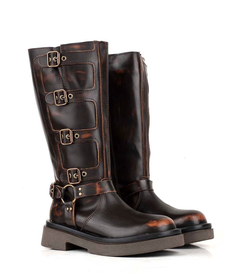 Botas altas moteras de cuero vintage