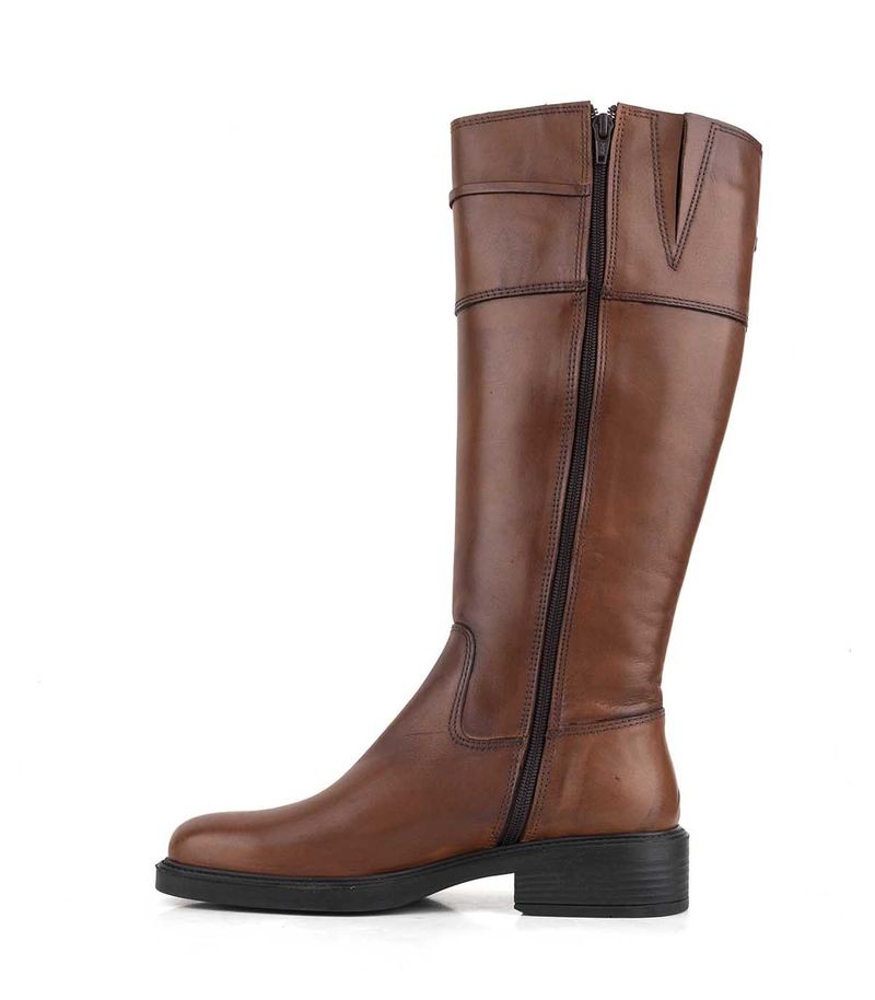 Bota caña larga clásica en cuero coñac
